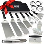 Grillers Choice Griddle Accessories Set Metal Spatulas - Commercial Heavy Duty Stainless Steel,Flat Top,Grill,Indoor-Outdoor,Hibachi,BBQ Grilling Utensils- Designed by Chef and BBQ Judge