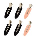 6 Pieces No Bend Hair Clips, No Crease Hair Clips, Styling Clips for Hairstyle, Curl Pin Clips for Makeup (4 Black, 2 Pink)