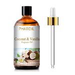 PHATOIL Coconut & Vanilla Fragrance Oils, 3.38FL.OZ Large Volume Oil, Perfect for Aromatherapy Diffuser, Great for DIY Candle and Scented Products Making, Gift for Friends with Glass Dropper