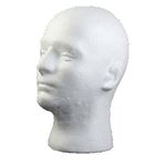 Flybuild Male Mannequin Styrofoam Foam Manikin Head Model Wig Glasses Hat Display Stand Man White