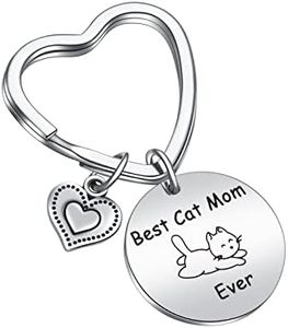 JIUSHUN Best Cat Mom Ever keychain for cat person jewelry veterinarian gift Pet Lover Gift Cat Lover Jewelry Sister gift cat grandma keychain Cat Mom Keychain Cat Person Jewelry (Cat Mom Keyring)