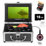 MOQCQGR 720P Underwater Fishing Camera w/DVR, 7'' Portable Ice Fishing Camera Underwater with IPS Monitor, 12pcs IR&12pcs LED Light 45°/90°/180° Fin, Fish Finder for Lake Boat Ice Fishing (15m/50ft)