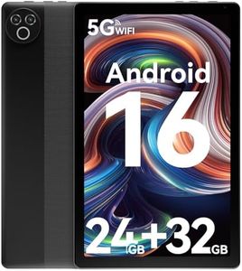 Tablet 10.1 Inch, Android 16 Tablet with 24GB RAM 32 GB ROM 1 TB Expandable, 5-Core, 1280x800 HD IPS Touch Screen, 5000 mAh, WiFi 6, Bluetooth 5.4, Dual Camera, Google Tablets 2026 (Black)