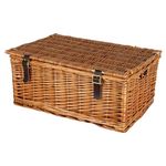 Virginia Hayward – Handwoven Premium Wicker Baskets with Lid and Leather Straps – Ideal to Make Hampers, Gifts, Toys and to use at Home for Storage or for a Picnic. Empty Basket, 23” Extra Large