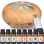 Diffuserlove 550ML Essential Oil Diffuser Humidifiers Wood Grain Cool Mist Humidifiers Ultrasonic Remote Control Aroma Diffusers for Home Bedroom Yoga Office Spa