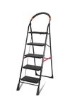 Unihouse Heavy Duty 5-Step Foldable Ladder with Anti-Skid Shoes, Wide Pedal, and Hand Grip – 5.6 Feet GI Steel Shock-Resistant Ladder Supports 150+ Kgs for Home Use