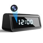 TECHNOVIEW WiFi Camera Digital Table Clock HD 4k Video and Audio Recording Low Light Night Vision, Motion Detection, Wide Angle Indoor Security Camera, Support Upto 128GB Sd Card (Black)
