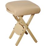 TM Master Massage Tables Lightweight Wooden Handy Folding Massage Stool, beige