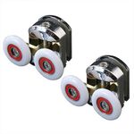 2 Pcs Shower Door Fixing Pulleys Double Shower Door Rollers - Top and Bottom - Fits Glass 4mm-8mm, Double Roller 25mm