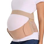 CROSS1946 Maternity Belt,Pregnancy Support,Abdomen Support Belly Band for Reducing Back/Waist Discomfort,Hip discomfort,Fully Adjustable and Comfortable,Beige,2XLarge Size