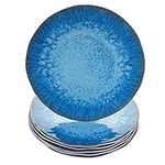 Topmela Melamine Dinner Plate Plastic Bread Butter Plates Set of 6 Pcs 11 inch Lightweight Shatter Proof Chip Resistant Dishwasher Safe Not Microware Not Oven(Light Blue)