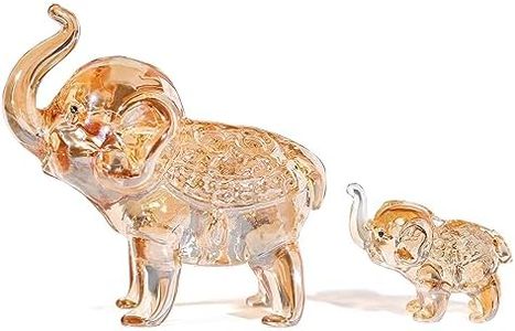 Set of 2 Crystal Elephants Figurine Gifts for Women Mum with Baby Gold Elephant Animal Ornament for Home Keepsake Presents on Mother's Day Birthday