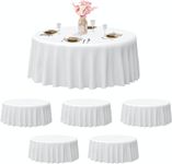 EMART White Round Table Cloths, 6 Pack Bulk Polyester Tablecloth 120 inch in Diameter, Circular Table Cover for Wedding Banquet Reception Event Party Picnic