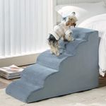 LEXTRO Dog Stairs for High Beds, 5-Steps Dog Steps for High Bed, Pet Stairs with Highly Supportive Foam and Non-Slip Bottom, Pet Stairs for Large Dogs and Medium Dogs (22.6 Inch)