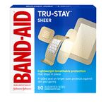 Band-Aid Tru-Stay Adhesive Bandages Sheer Strips Dressings for First Aid and Wound Care, Assorted Sizes, 80 Count