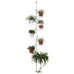 Indoor Plant Storage, FOME 7-Layer Metal Spring Single Pole Stand Corner Flower Display Rack Plant Storage Shelf Hanging Plant Stand Planter Rack Indoor