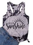 JINTING Hello Sunshine Tank Top Letter Print Tank Tops for Women Graphic Tank Tops Sleeveless Graphic Funny Tank Tops Shirts, Bleached Grey, Small