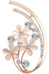 FENGJI Full Rhinestone Five Flower Opal Brooches for Women Vintage Clothing Decoration Jewellery Crystal Brooch Pins (Gold,Silver) Gold