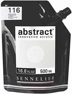 Sennelier Abstract Acrylic Paint, Satin Titanium White, 500ml - Quality Pigment Load, Intense Vibrant Colours, Fluid Free-Flowing Formula - Ideal for Artistic Expression and Detail Work