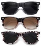 MEETSUN Retro Polarized Sunglasses for Women Men Classic Mirror Lens Driving Trendy Sun Glasses UV Protection (3 Pack), (3 Pack) Black/Brown Gradient/Leopard, Standard