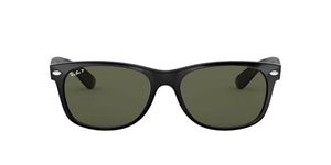 Ray-Ban RB2132 New Wayfarer Square Sunglasses, Black/Polarized Green, 55 mm