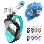 NARUTOO 180°Full Face Snorkel Mask, Double Floating Ball Design Anti-Leak Free Breathing, Full Dry Anti Fog Breathing System Snorkeling Mask, for Snorkeling Set to Adults Youths (L/XL, Black Green)