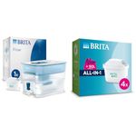 BRITA Flow XXL Water Filter Tank incl. 1x MAXTRA PRO All-in-1 cartridge & MAXTRA PRO All-in-1 Water Filter Cartridge 4 Pack - Original BRITA refill reducing impurities, chlorine, pesticides