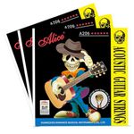 ALICE A206 Acoustic Guitar String Set, Staninless Steel Plain String, Copper Alloy Winding, (Phosphor Bronze Color) Anti-Rust Coating PACK OF 3