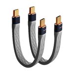 YoungSelly 2Pack Male to Male 0.4Ft USB C Flex Cable, Compatible with Thunderbolt 4/3, USB4/3, Support 240W Fast Charging, 8K Display, 40Gbps Data Transfer。