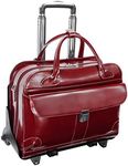 McKlein Laptop Rolling Briefcase, Red Leather (96616)