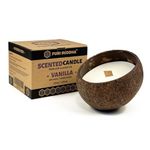 PURI SUDDHA Soy Wax Vanilla Scented Candle in Coconut Shell Bowl Jar with Natural Wooden Wick (200g/7oz)