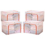 GUO FENG DIAO Steel Frame Storage Box Transparent Storage Box Quilt Storage Box Folding Wardrobe PVC or Nylon Fabric Extra Large Storage Bag (Orange Waterproof: 66L x 2Pcs + 80L x 2Pcs)