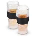 Host Freeze Beer Glasses, 16 ounce Freezer Gel Chiller Double Wall Plastic Frozen U.S. Pint (473ml / .83 UK Pint) Glass, Set of 2 - Black (3316)