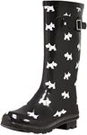 NORTY Women's Hurricane Wellie Rain Boots - Mid-Calf Length - Glossy Matte Waterproof Rubber Shoes, Scotty Dogs, 11