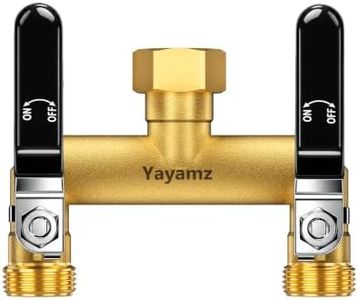Yayamz 2 Way Hose Splitter, 3/4" GHT Solid Brass Garden Hose Splitter