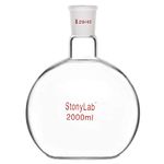 stonylab Heavy Wall Single Neck Borosilicate Glass Flat Bottom Boiling Flask, with 29/42 Standard Taper Outer Joint, 2000ml