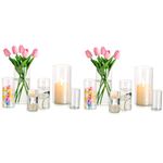 Glass Hurricane Candle Holder Set of 12, Hewory Tall Cylinder Vase for Centerpieces, Clear Glass Votive Floating Candle Holders for Pillar Candles, Table Centerpieces Wedding Decor