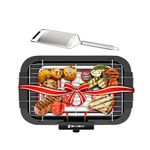 EVIZIA Barbeque Grill Electric Smokeless Indoor Outdoor Grill Portable Adjustable Temperature Control 2000W - Black (TOMdoxx-BBQ With Cheese Greater)