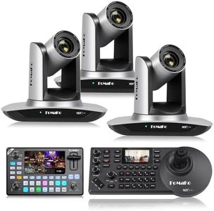 FoMaKo 20x Optical Zoom NDI Camera, AI Auto Tracking HDMI PTZ Camera(3pcs),KC602 Video Mixer Switcher,KC608 Pro PTZ Controller,for Church Services Worship Education(FMK20UHX3+KC602+KC608 Pro)