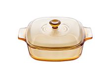 Visions 1 Litre Pyroceram Reverse Square Casserole with Glass Cover, Brown