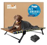 PETSAPIENS Folding Elevated Extra Large Size with Towel (42x30x8 Inches) I Nylon Cooling Summer Bed I Elevated Dog Bed I Dog mat for Sleeping I Antislip and Waterproof