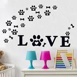 Hanlongyu Dog Decor Wall Stickers, Paw Prints Love Dog Wall Decor Decals, Vinyl Removable Pet Sticker Dog Bones Decal Room Decor Sticker for Dog Lover Car Phone Bathroom Home Décor and Dog Mom