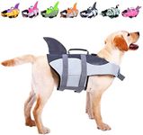 ASENKU Dog Life Jacket Pet Life Safety Vest for Swimming Boating, Dog Shark Life Jackets Dog Lifesavers Swimsuits for Pool, Dog Water Floatation Vest for Small Medium Large Dogs, Gray, Medium