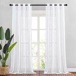 PONY DANCE White Sheer Curtains for Living Room/Bedroom/Patio Door, Voile Curtains 90 Drop Pair, Lightweight Window Net Curtains with Elegant Eyelet Top, 2 Panels