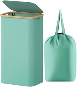 Lifewit 100L Laundry Basket with Lid, Clothes Hampers for Laundry with Bamboo Handles and 1 Removable Bag, Large Foldable Laundry Hamper for Bedroom, Bathroom, Dorm, Laundry Room, Sage Green