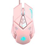 Pink Wired Gaming Mouse,Inphic Silent Computer Mouse with RGB Color Backlit,7 Programmable Buttons,Up to 4800 DPI,Ergonomic USB Wired mice,Optical Mouse for Laptop,Computer,PC ASIN: B0BGHVWWHY