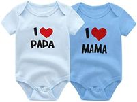 ZAV Unisex Newborn Baby Boy Girl Bodysuits Twins I Love Papa I Love Mama Short Sleeve Baby Rompers