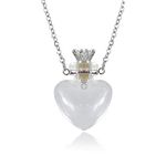 Ivyrise 1Pc Clear Heart Vial Perfume Bottle Necklaces Stainless Steel Chain Make A Wish Blood Vial Necklace Women Jewelry, Glass, Artificial Zircon