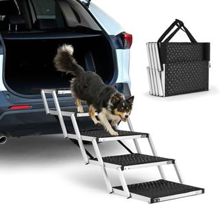 Car Ramp for Dogs – Adjustable Foldable Dog Ramp for Cars, Trucks & SUVs | Non-Slip Rug Surface, Supports Small/Large Dogs Up to 250 lbs | 5-Step