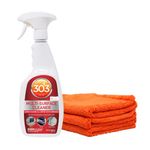 303 Products Fabric Guard 32oz. Cleaning Kit with 3 Microfiber Towels Water Repellent & Stain Resistant Fabric Spray for Outdoor Fabrics with Soft Plush Reusable Cleaning Cloths
